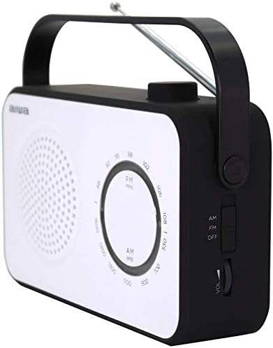 AIWA R-190BW Portable Radio, AM/FM, Mains & Battery, With Headphone Socket White/Black