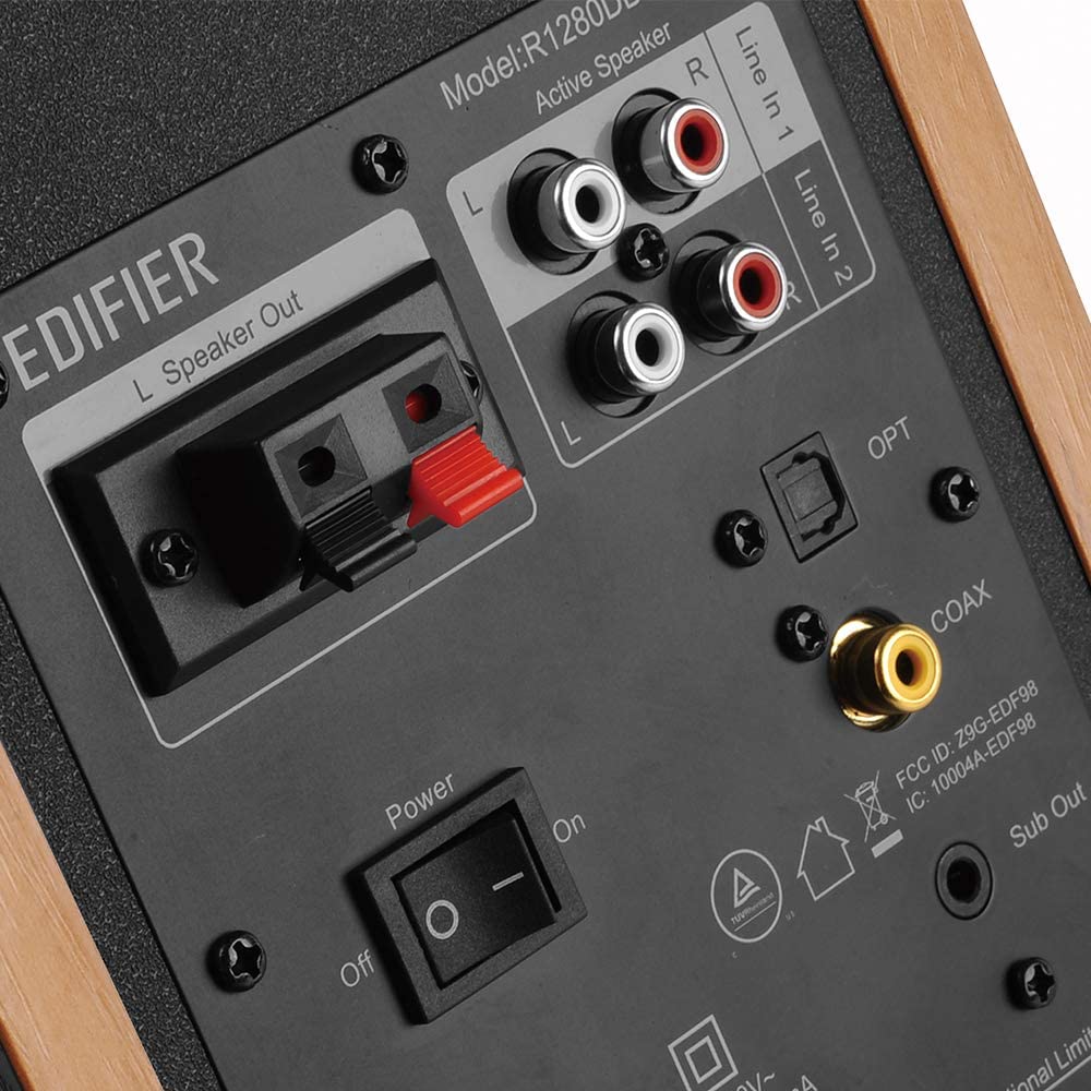 EDIFIER R1280DBS Active Bluetooth v5.0 Bookshelf Speakers with Sub Out - Maple