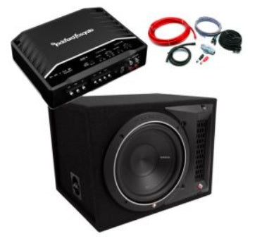 Rockford Fosgate R2-500X1 Amp + P1-1X12 12" Loaded Sub Enclosure package