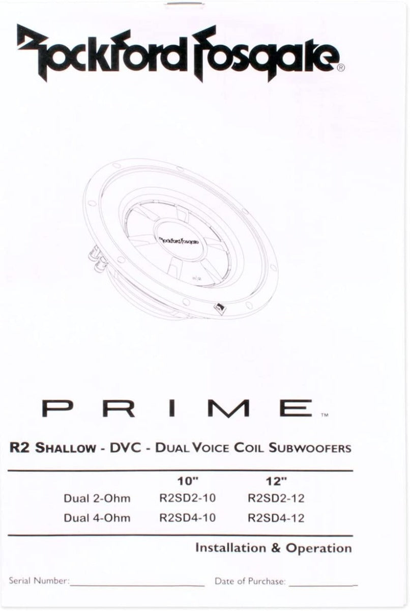 Rockford Fosgate R2SD2-12 Prime Series shallow 12" R2 2-Ohm DVC Subwoofer