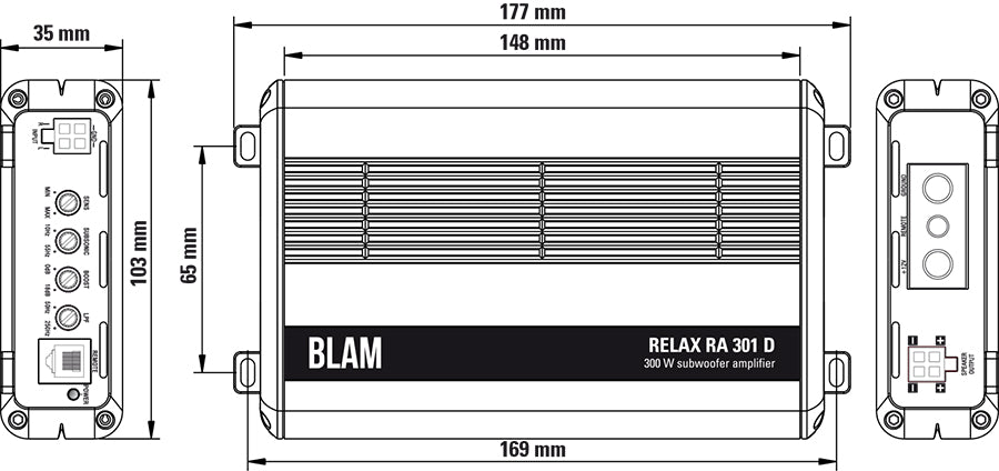 BLAM RA300D mono channel ultra compact class D amplifier