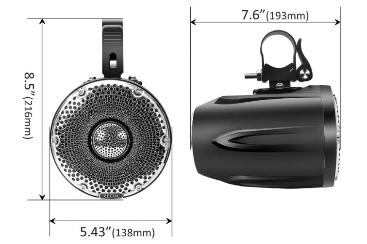 Recoil R4 Marine & Power-Sports 4-inch (100mm) 200 Watt water-resistant speakers SPK-REC-R4