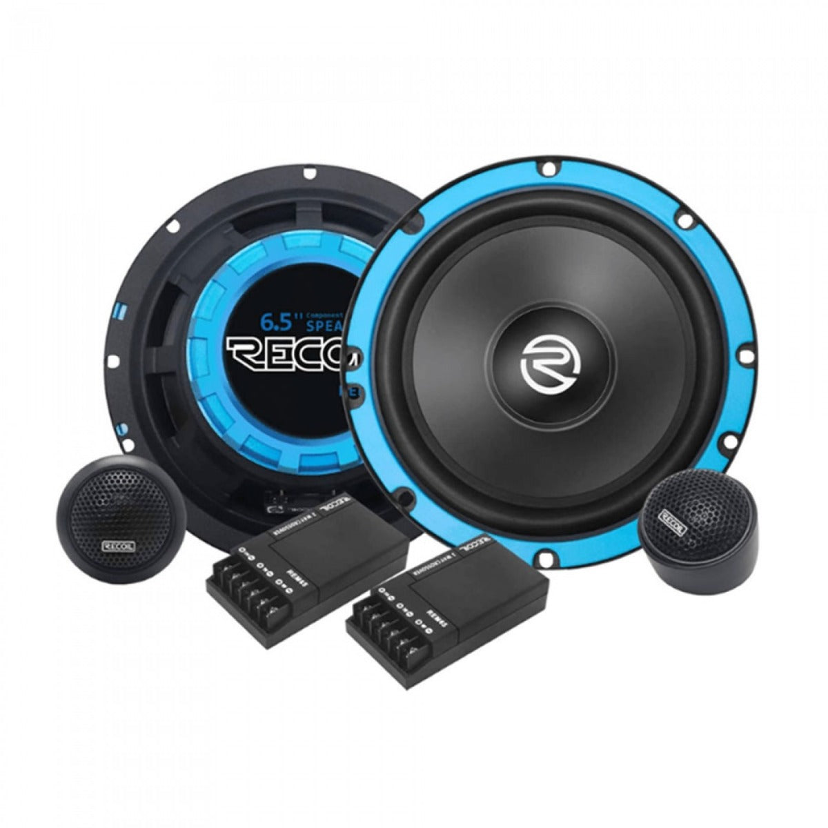VW RECOIL 165mm (6.5inch) 200 Watt Component speakers and 10 inch amplified underseat subwoofer REC-REM65-SUB-VAUX