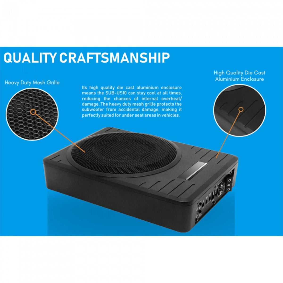 VW RECOIL 165mm (6.5inch) 200 Watt Component speakers and 10 inch amplified underseat subwoofer REC-REM65-SUB-FIAT