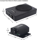 Recoil SL1710 10" (25cm) 300 watt Compact Powered underseat Subwoofer Box with Installation wiring kit