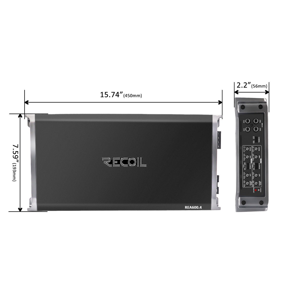 Recoil REA600.4 Recoil 1040W Max Full-Range Class A/B 4-Channel Car Audio Amplifier
