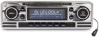 Caliber CALRMD120 Retro Radio with FM, Bluetooth & USB-C Input (Chrome/Black)
