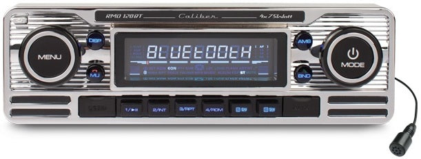 Caliber CALRMD120 Retro Radio with FM, Bluetooth & USB-C Input (Chrome/Black)