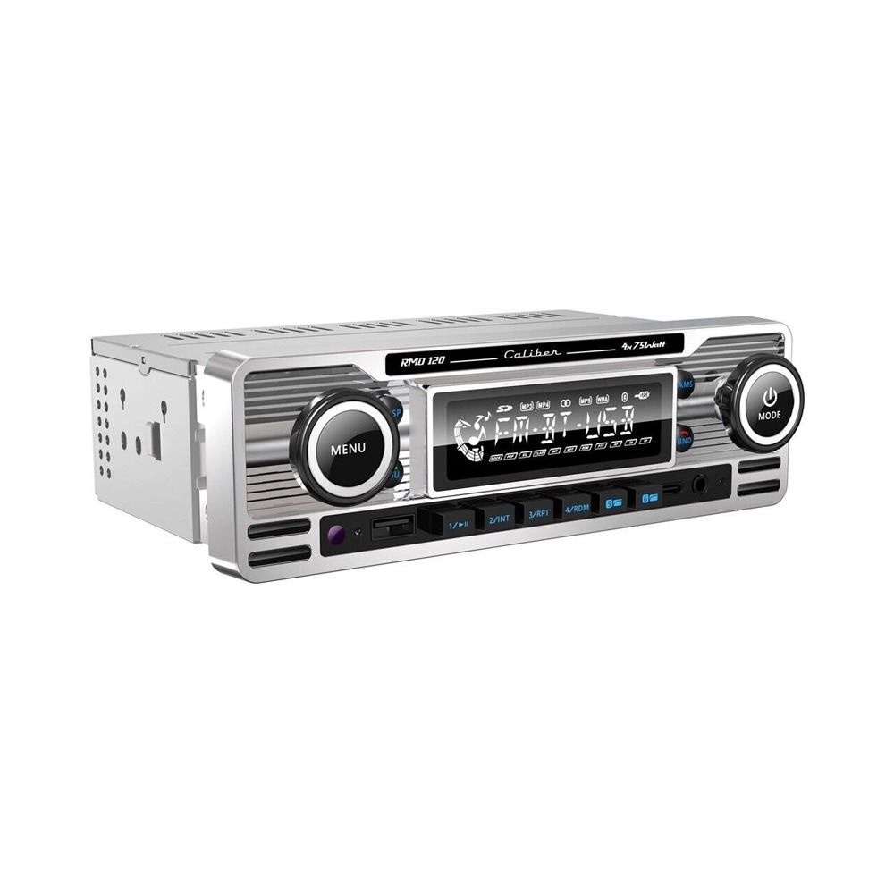 Caliber CALRMD120 Retro Radio with FM, Bluetooth & USB-C Input (Chrome/Black)