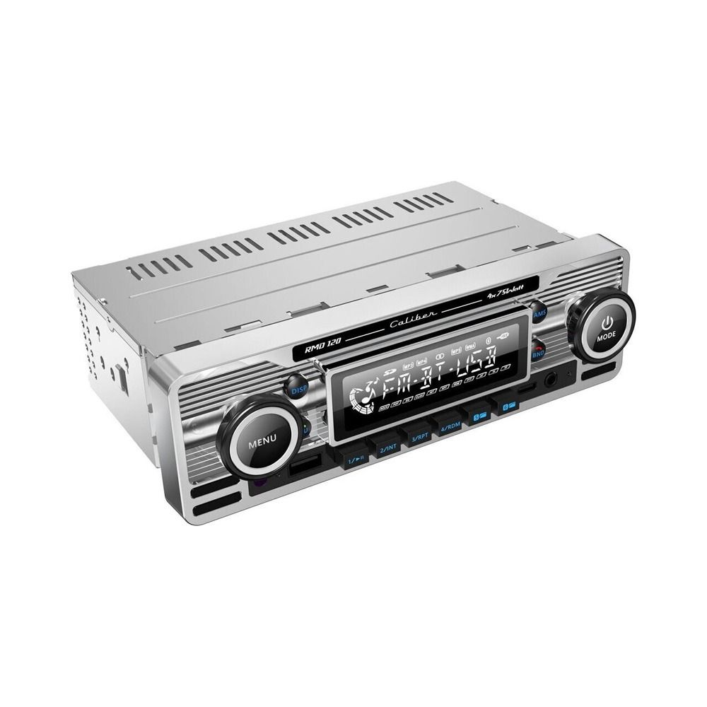 Caliber CALRMD120 Retro Radio with FM, Bluetooth & USB-C Input (Chrome/Black)