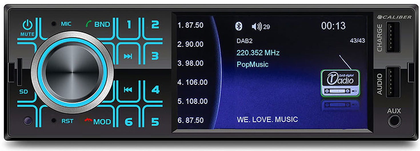 Caliber RMD404DAB-BT DAB+ Radio, Bluetooth Mechless SD USB AUX Car Stereo