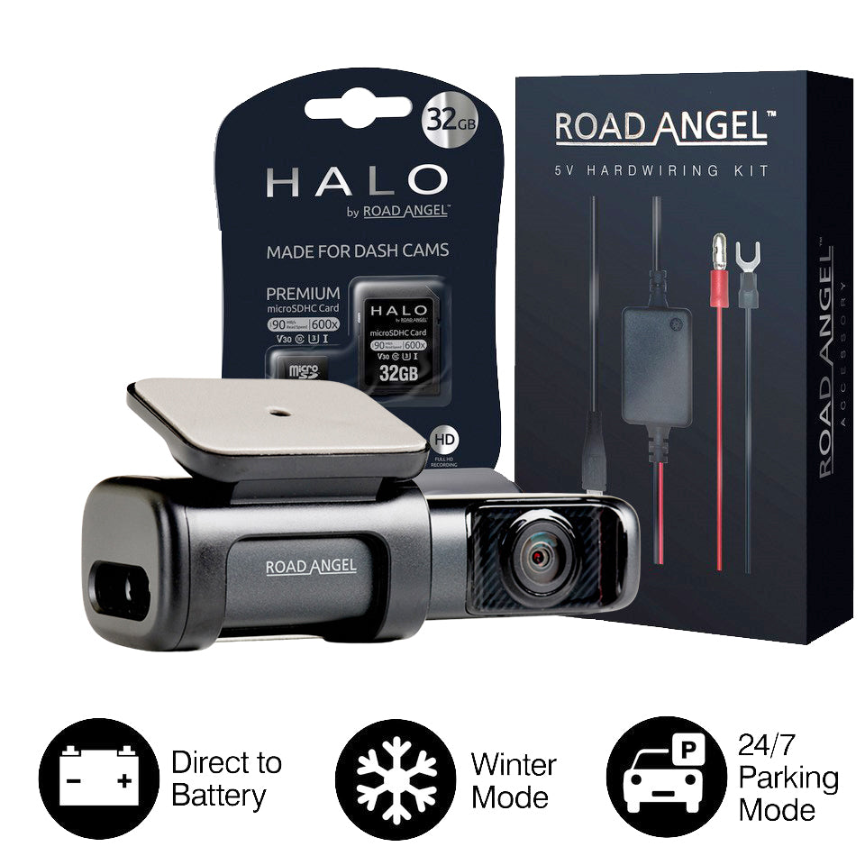 Road Angel Halo Ultra Delux 4K Dash Cam with Built in 64GB Storage Package