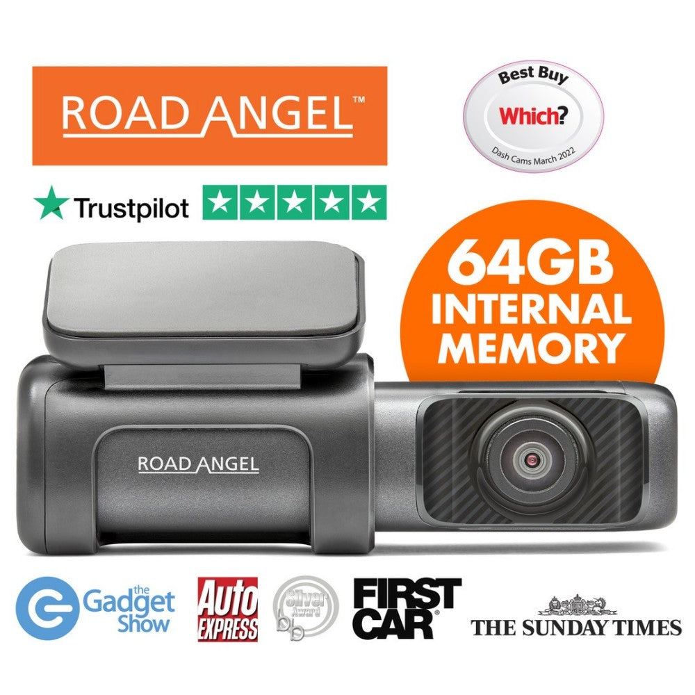 Road Angel Halo Ultra Delux 4K Dash Cam with Built in 64GB Storage Package