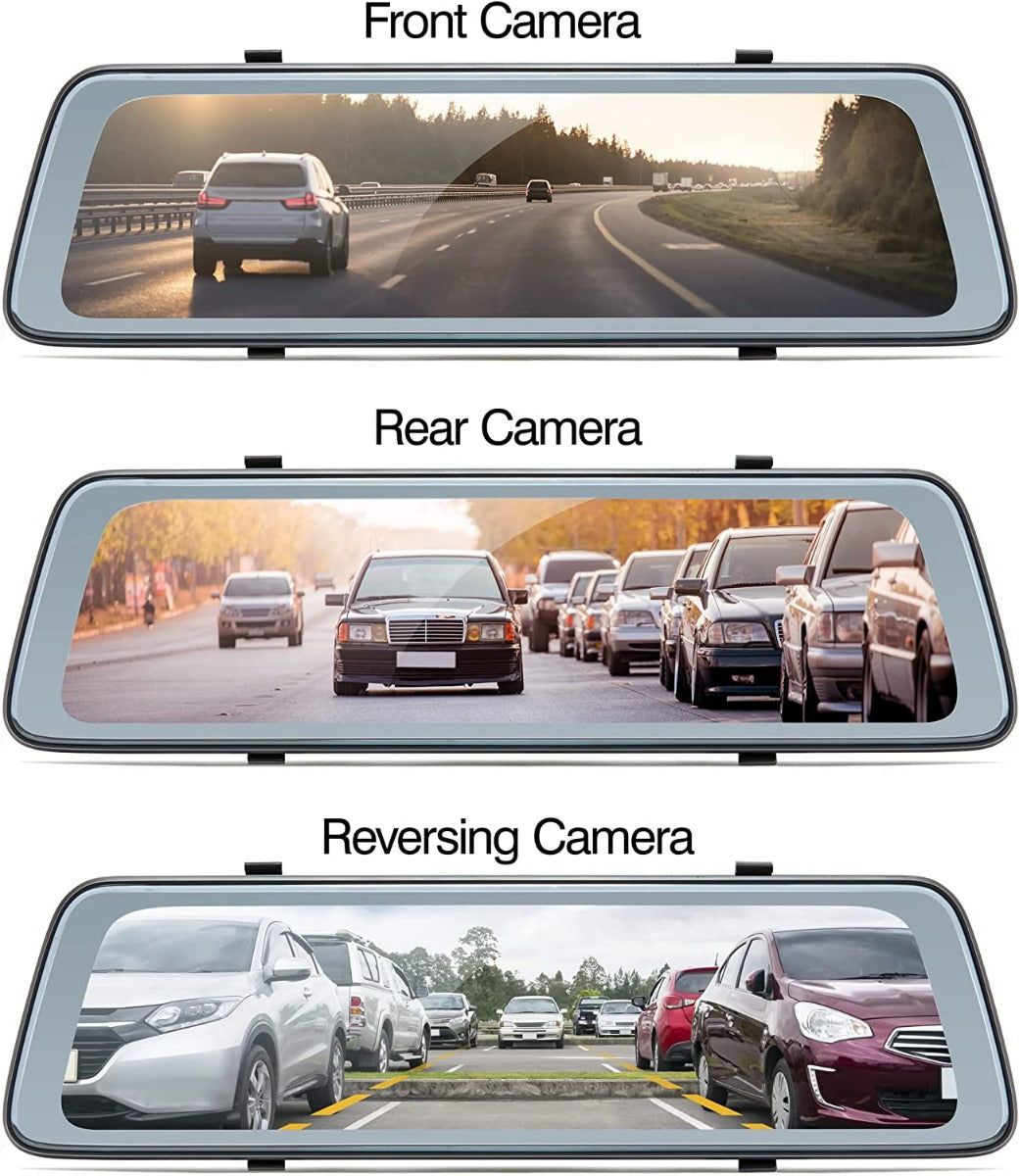 Road Angel HaloView Dash Cam 2 Channel 10 inch Mirror Dash Camera.