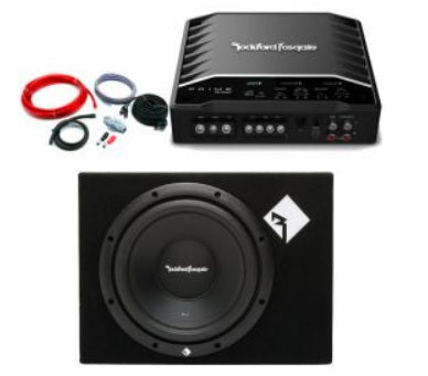 Rockford Fosgate R2-250X1 Amp + R1-1X10 10" Loaded Sub Enclosure package