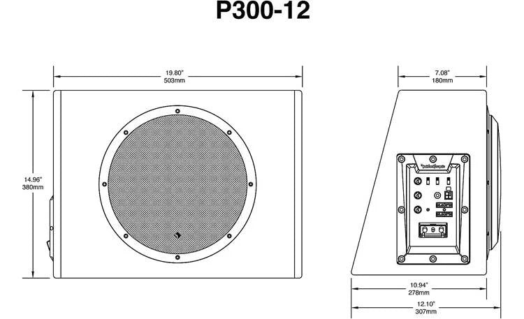 Rockford Fosgate P300-12 Punch Series compact 500-watt powered 12" subwoofer