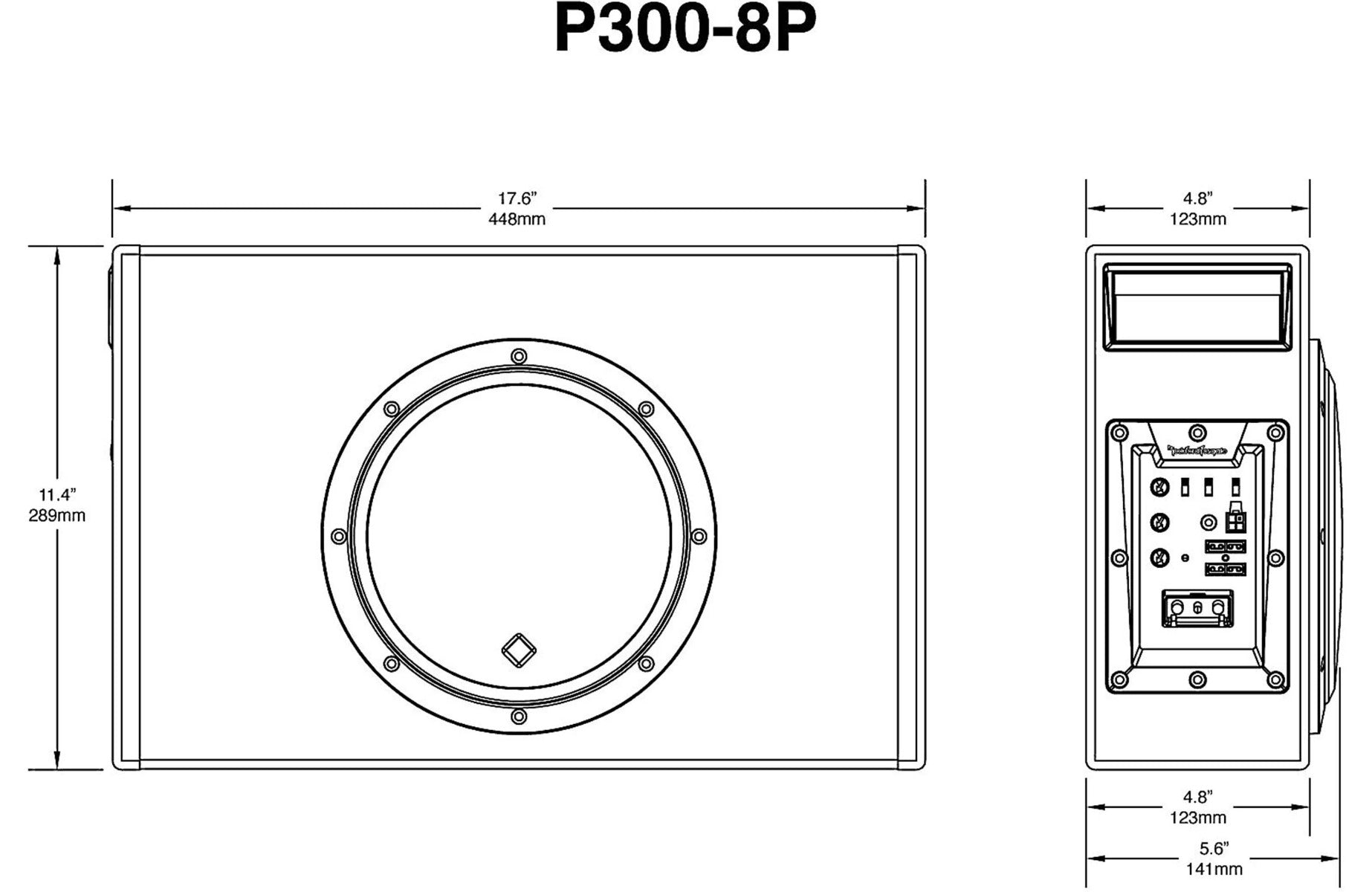 Rockford Fosgate P300-8P Punch Series Compact 300-watt Active 8" subwoofer
