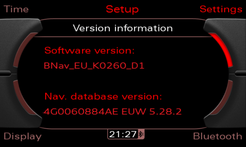 Audi MMI 3G Basic Firmware Update K0260 - 8R0906961DP