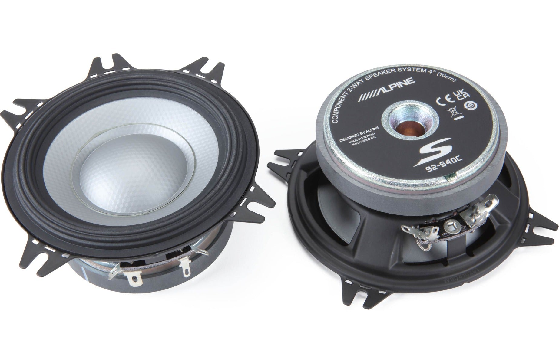 Alpine S2-S40C 4" S-Series 2-way 280W Peak (90W RMS) Component Speaker System