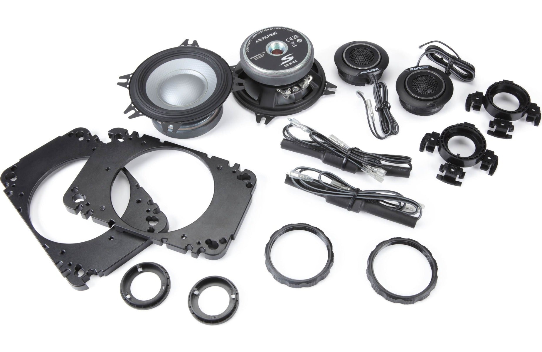 Alpine S2-S40C 4" S-Series 2-way 280W Peak (90W RMS) Component Speaker System