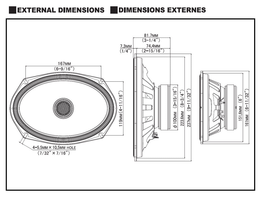 Alpine S2-S69  6"x9" S-Series 2-way 520W Peak (170W RMS) Coaxil Speakers