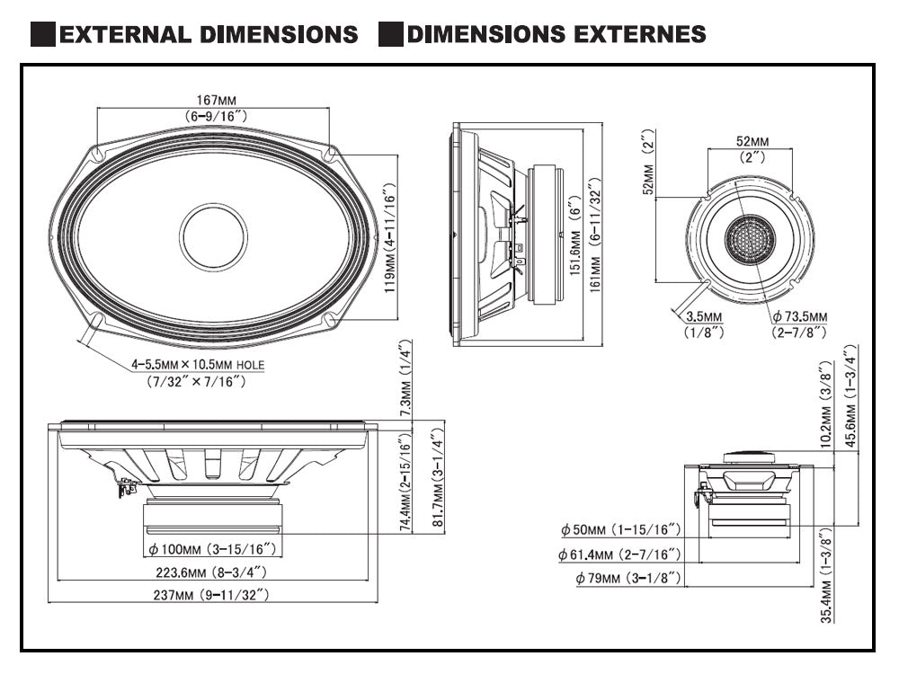 Alpine S2-S69C  6"x9" S-Series 2-way 520W Peak (170W RMS) Component Speaker System