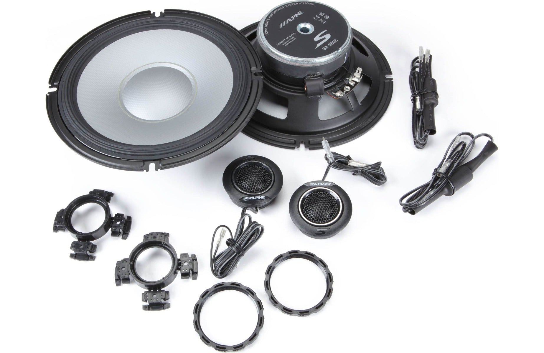Alpine S2-S80C  8" S-Series 2-way 520W Peak (170W RMS) Component Speaker System