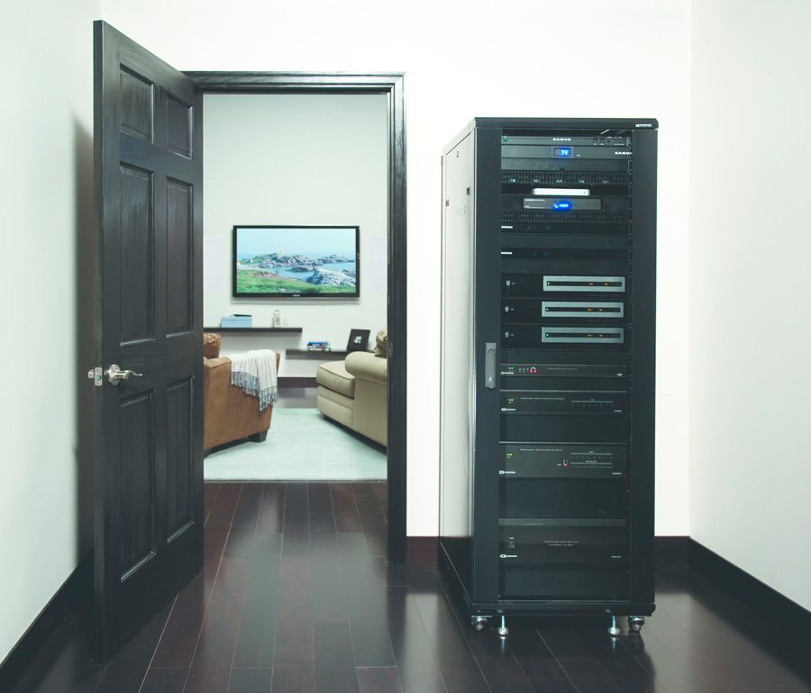 SANUS CFR2136-B1 70.5" AV Rack 36U Component Rack for Home Theatre Equipment
