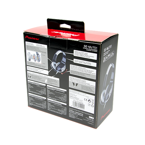 Pioneer SE-MJ751 Bass Head Series Ultra Lightweight On-Ear Headphones Black