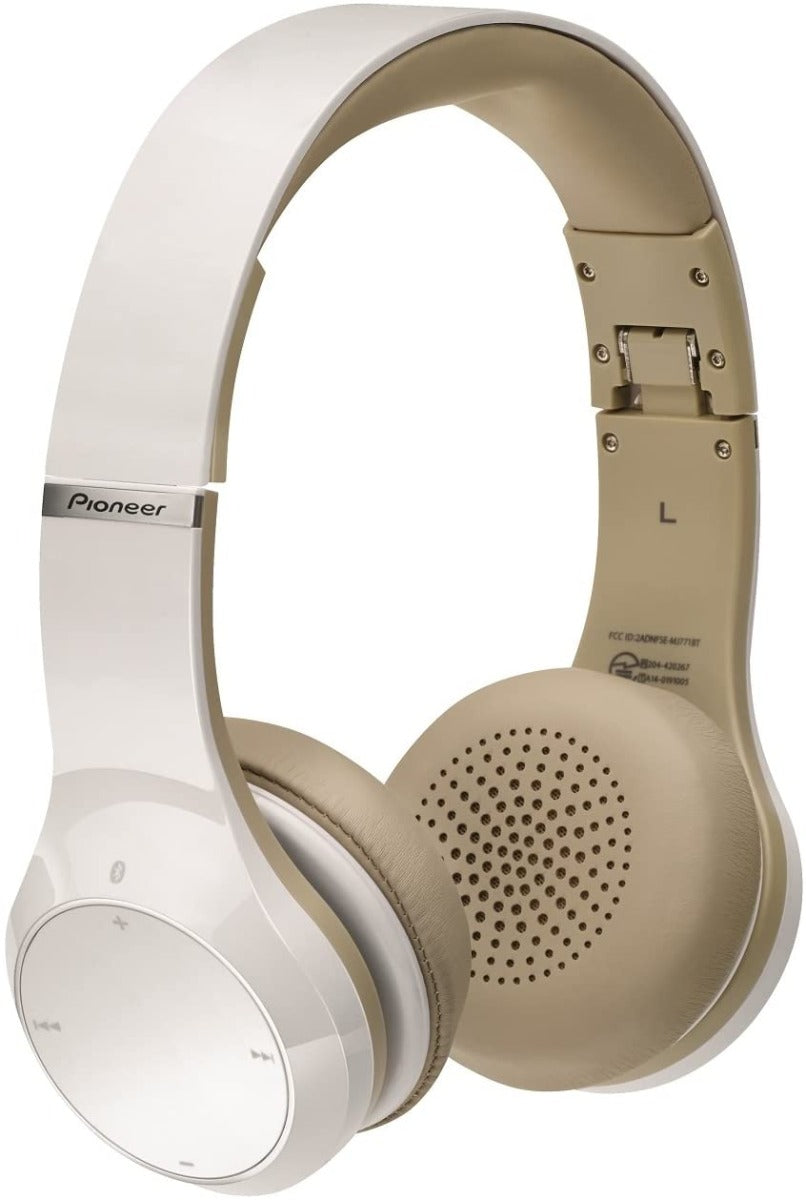 Pioneer SE-MJ771BT(W) On-Ear Bluetooth Headset (ultra-deep bass response, max. 32 hours playback time, speakerphone, aptX, NFC, Multi-Pairing, folding design), white
