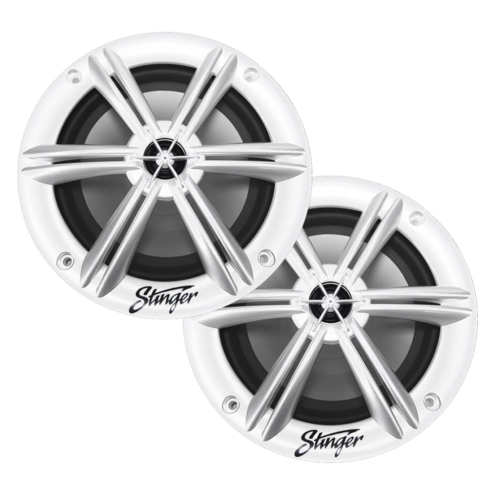 Stinger SEA65W 300W 6.5" Sea Series 2 Way Coaxial 4-ohm Marine and Powersports Speakers with Gloss White Grilles