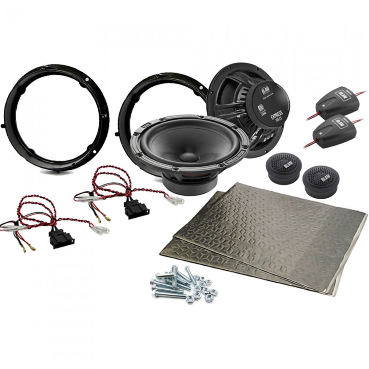VW Beetle, Bora, Golf, Jetta, Lupo, Passat, Polo, Scirocco, Transporter T6.1 165mm (6.5 Inch) complete BLAM EXPRESS speaker upgrade fitting kit SFK-VW2-ES165