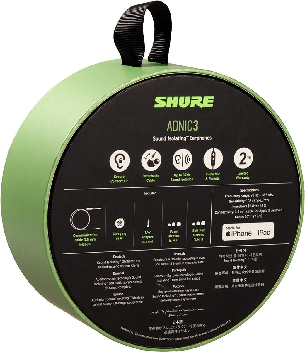 Shure AONIC 3 Earphones with Balanced Armature Drivers - Black