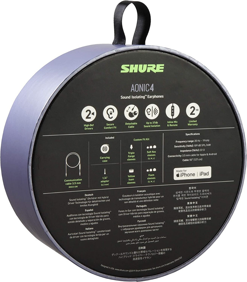 Shure AONIC 4 Earphones with Balanced Armature Drivers - Black