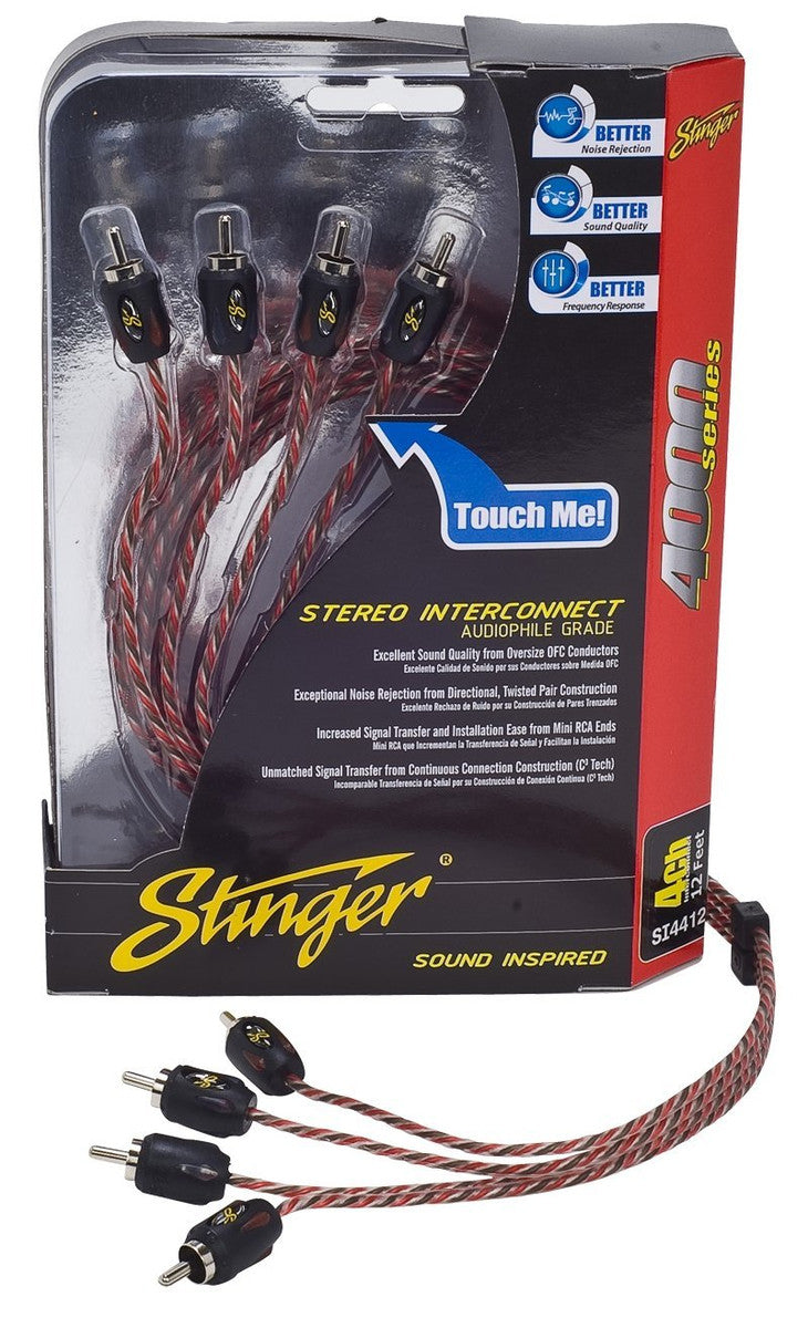 Stinger SI4417 4000 Series 5.18 Metre 17Ft 4 Channel Directional Twisted RCA Phono Cable
