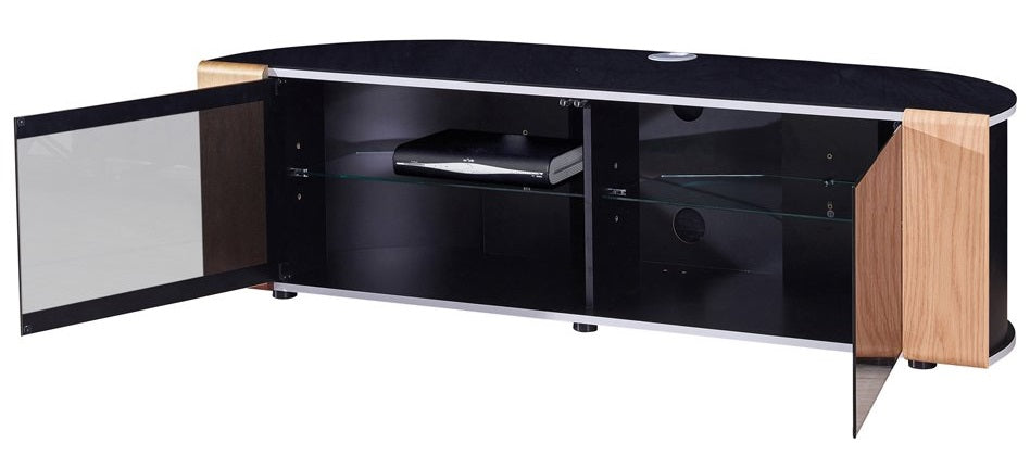 MDA Designs Sirius 1600 Oak / Walnut interchangeable panels Complete Cantilever TV Cabinet