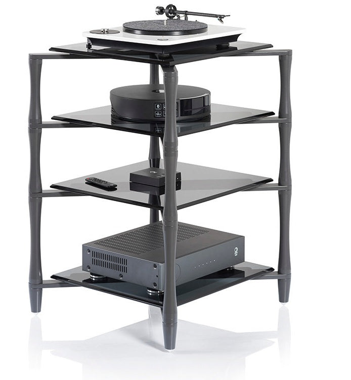 Norstone SLENDER HiFi 4 shelf HI-FI Stand Gunmetal Grey Finish NORSLEGG