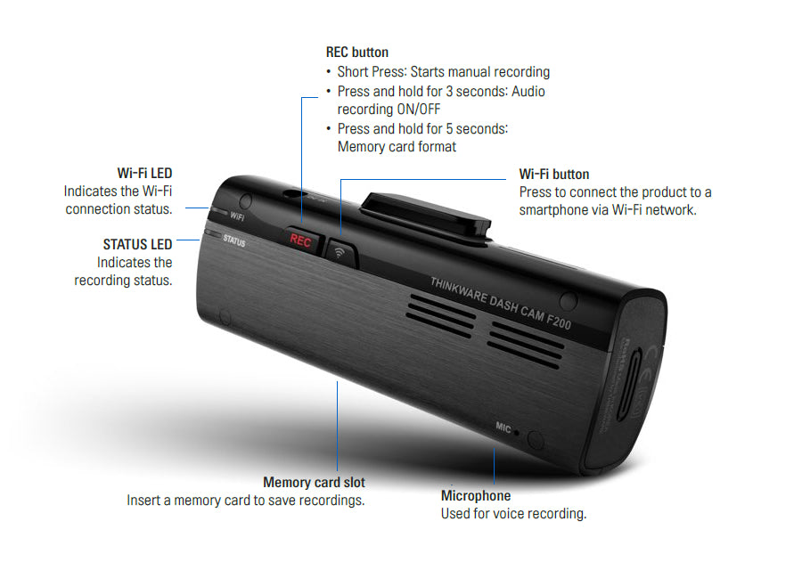 Thinkware F200 Dashcam with TW720EXT External Rear Camera Perfect for LCVs & HGVs, Hardwire