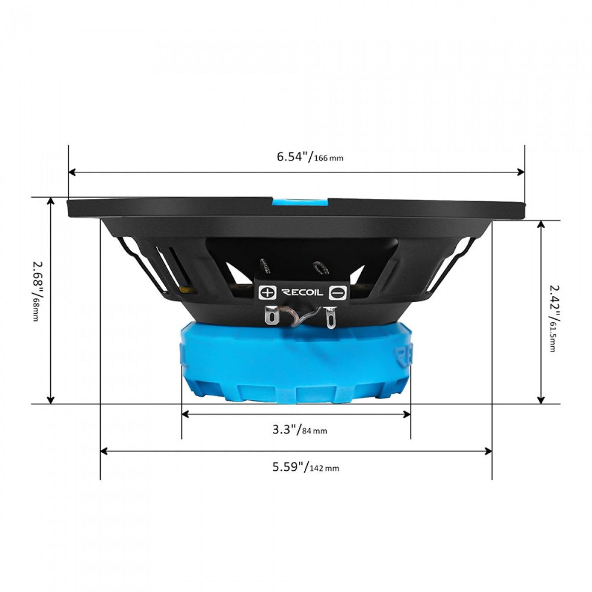 Recoil Echo-Series RCX65 165mm (6.5 inch) 200 watt 2-way full-range coaxial speakers (PAIR)