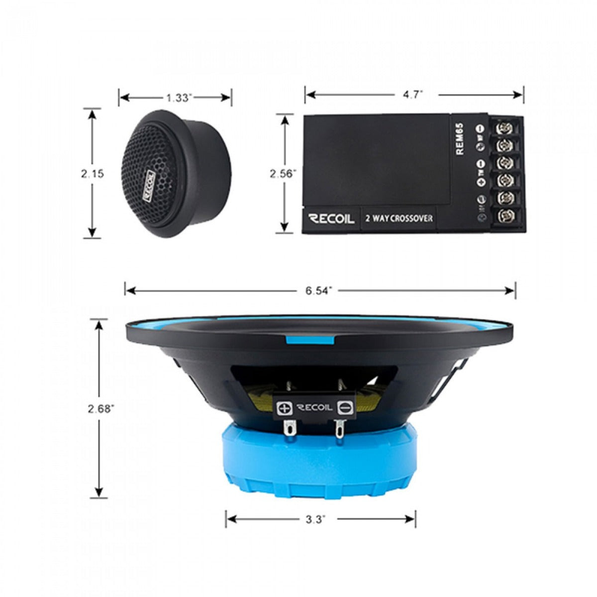 Recoil Echo-Series REM65 165mm (6.5 inch) 200 watt component speaker system