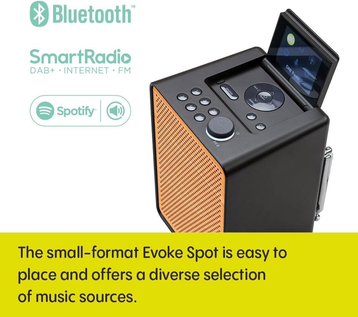 PURE Evoke Spot - Wood Edition, Compact Music System in Cotton White