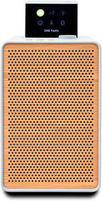 PURE Evoke Spot - Wood Edition, Compact Music System in Cotton White with Cherry Wood Grill