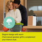 PURE Evoke Spot - Wood Edition, Compact Music System in Cotton White with Cherry Wood Grill