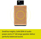 PURE Evoke Spot - Wood Edition, Compact Music System in Cotton White with Cherry Wood Grill