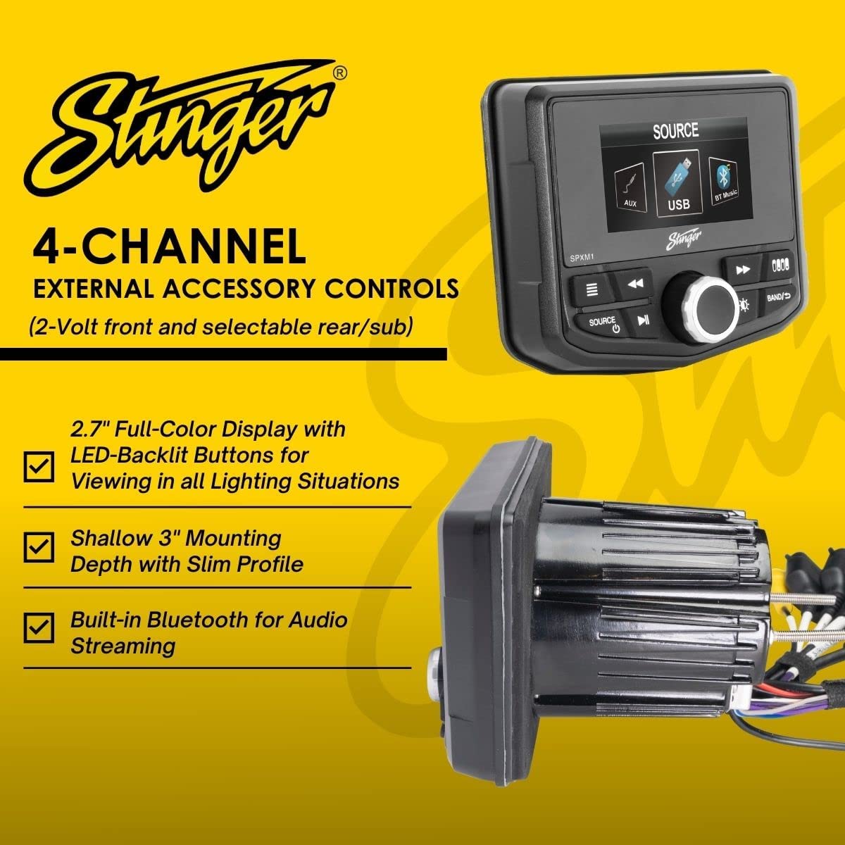 Stinger SPXM1 Marine & Powersports media player with switch command