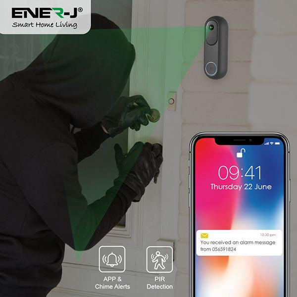 ENER-J SHA5357 1080P Wired & Wireless Video Doorbell with USB Chime
