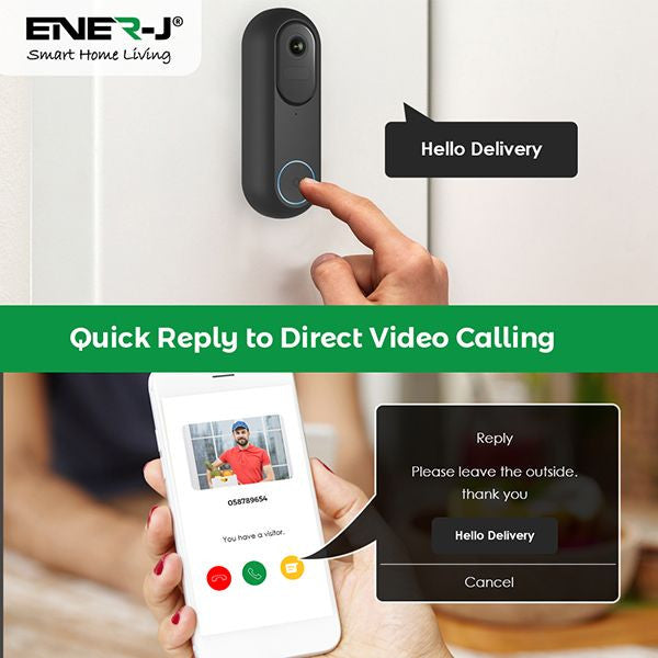 ENER-J SHA5357 1080P Wired & Wireless Video Doorbell with USB Chime