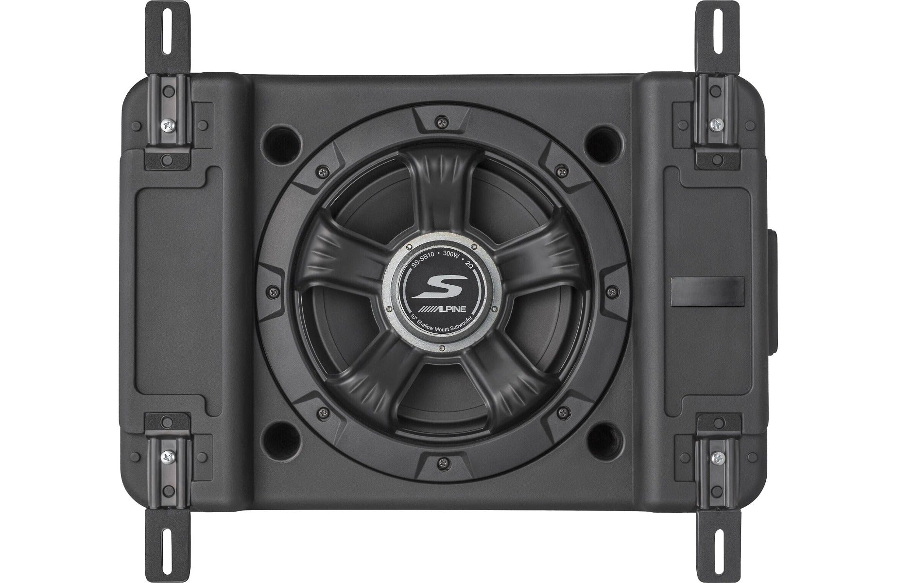 Alpine SS-SB10 S-Series shallow sealed downward-firing enclosure with 10" 2-ohm subwoofer