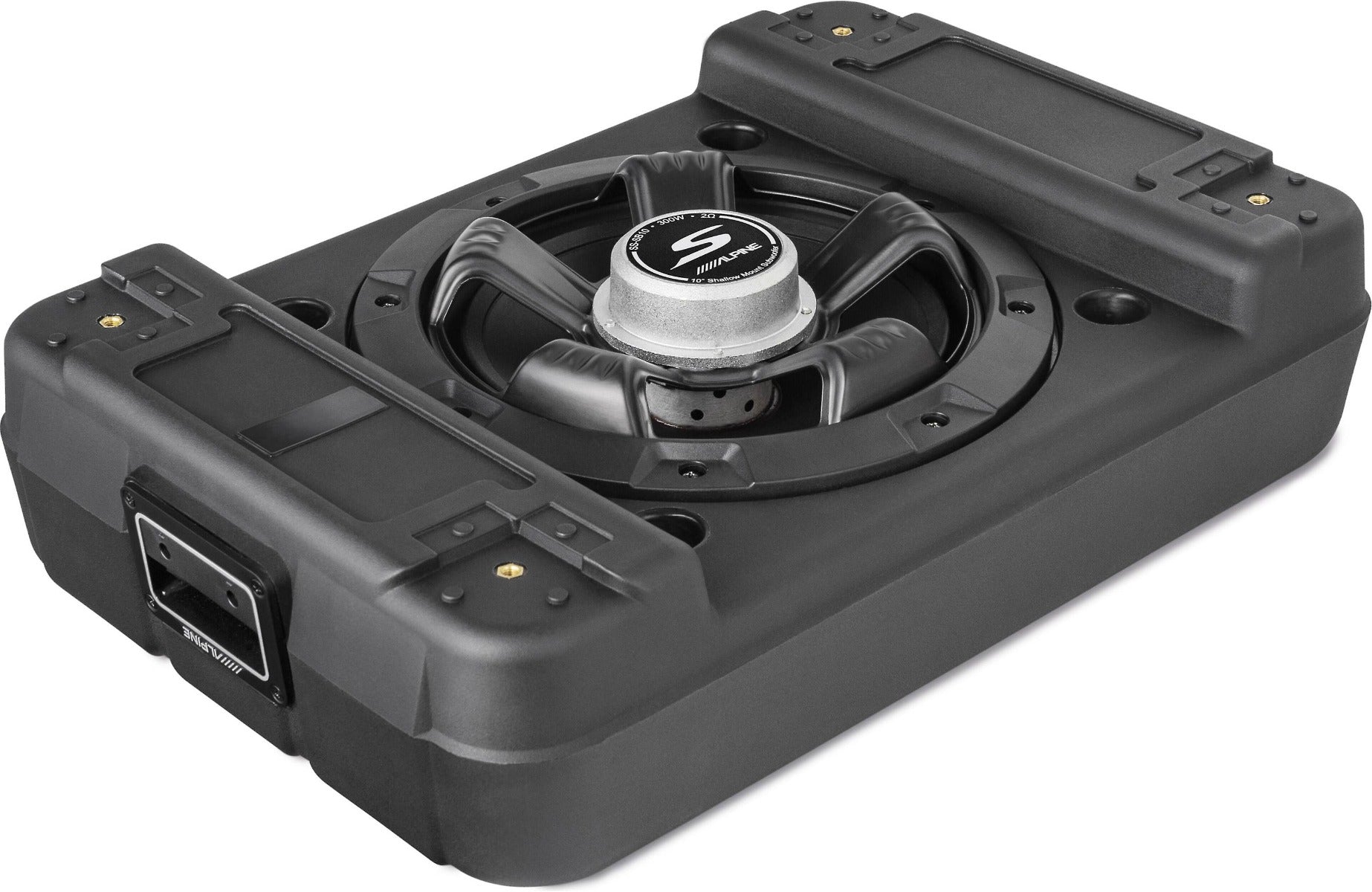 Alpine SS-SB10 S-Series shallow sealed downward-firing enclosure with 10" 2-ohm subwoofer