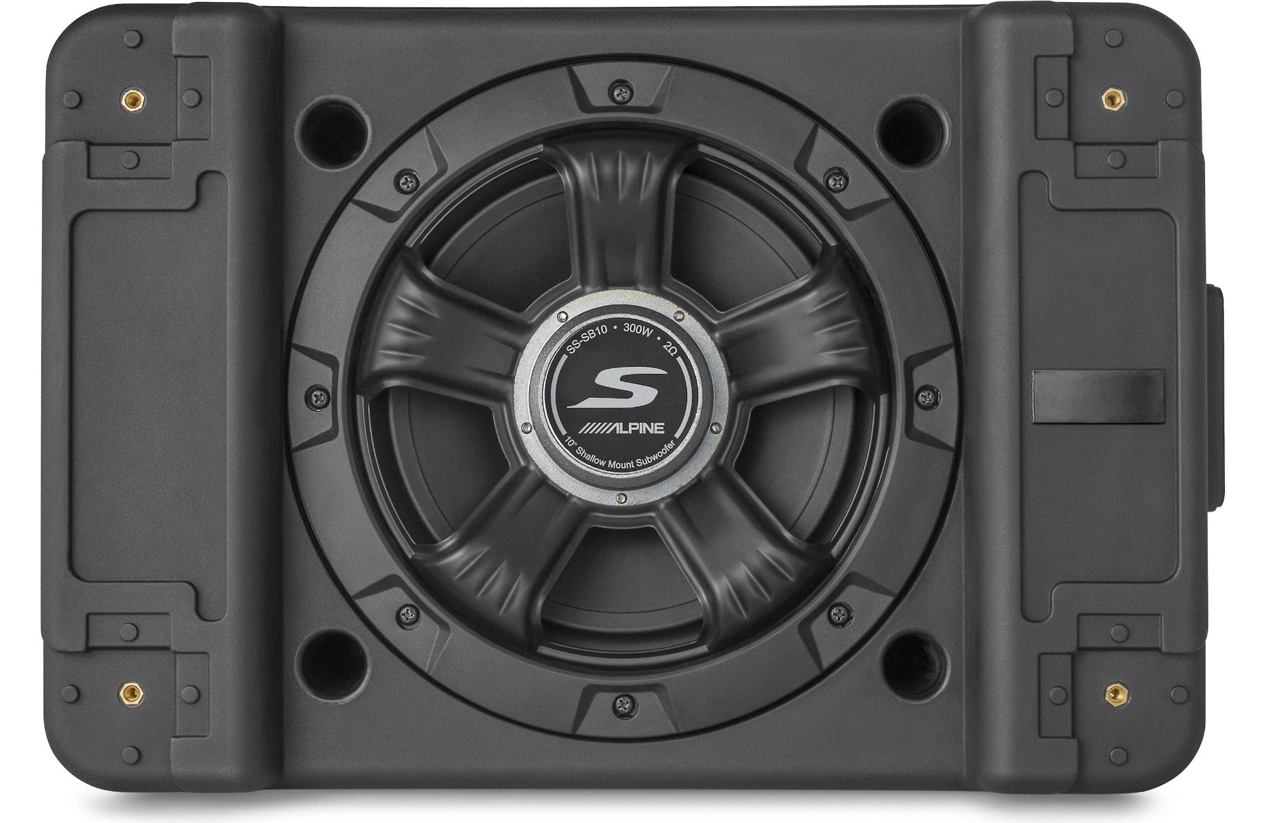 Alpine SS-SB10 S-Series shallow sealed downward-firing enclosure with 10" 2-ohm subwoofer